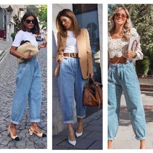 ZARA slouchy mom fit jeans blue bloggers favorite